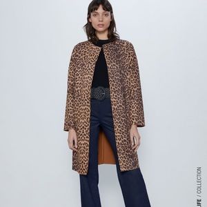 NWT Zara luxury minimalist faux suede animal print coat size M